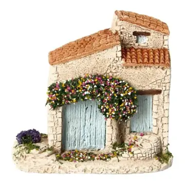 Décor pour santons de Provence Maison treille double toit -13x8x12cm