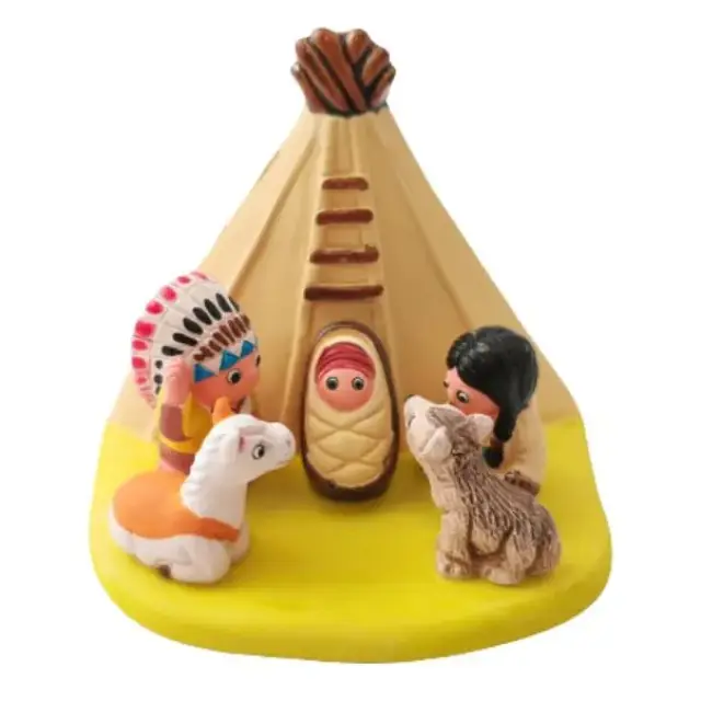 Kerststal Aardewerk - "Crèche du monde" Apache