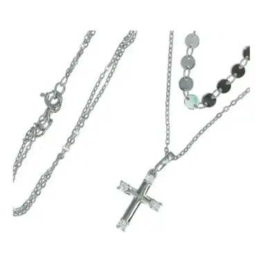 Double silver chain with cross