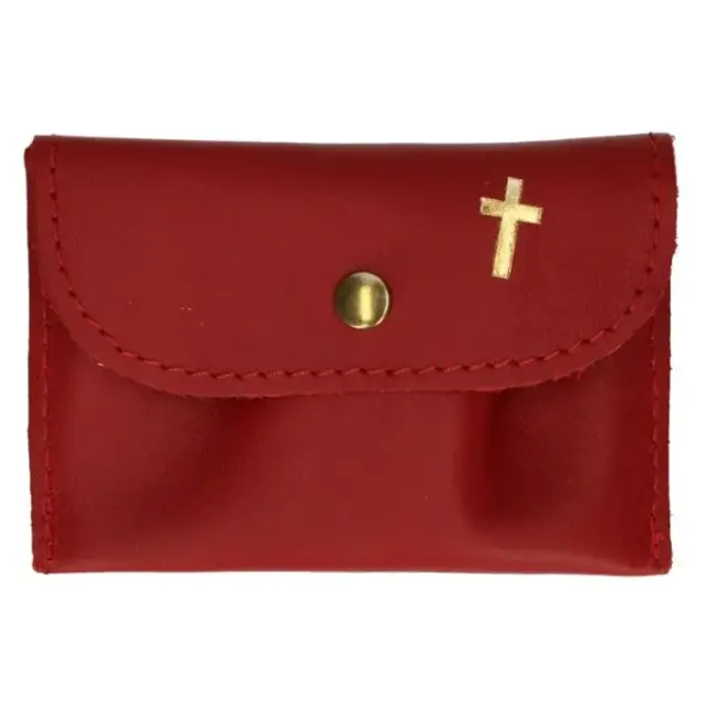 Rozenkranszakje Leder - 10 X 7 cm - Bordeaux
