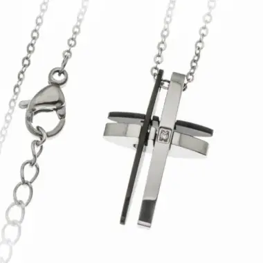 Cross 25 mm with zircon and Chain stainless steel