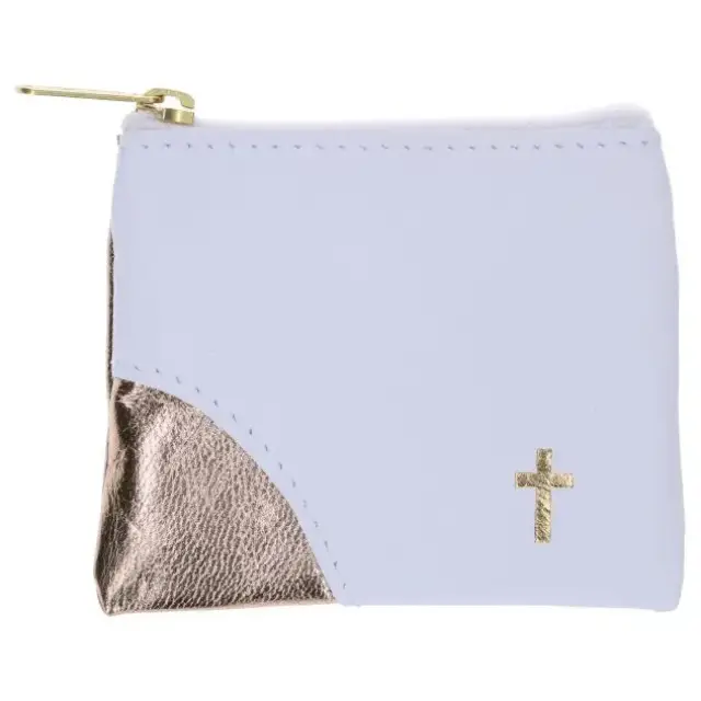 rosary Leather Case 10 X 8 cm WhiteOr