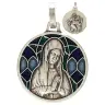 Médaille 18 mm - Vierge priante - Métal avec email bleu