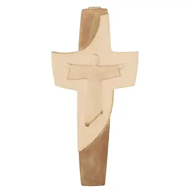 Houtsnijwerk Kruisbeeld - Verrezen Christus - H 15 Cm 2 Kleuren hout