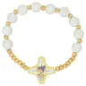 Bracelet sur élastique Bois blanc - beige Communion