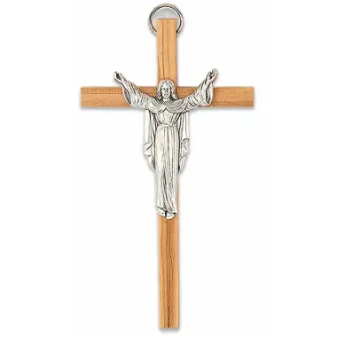 Croix Murale 13 X 7 cm Bois d'olivier Christ ressuscité