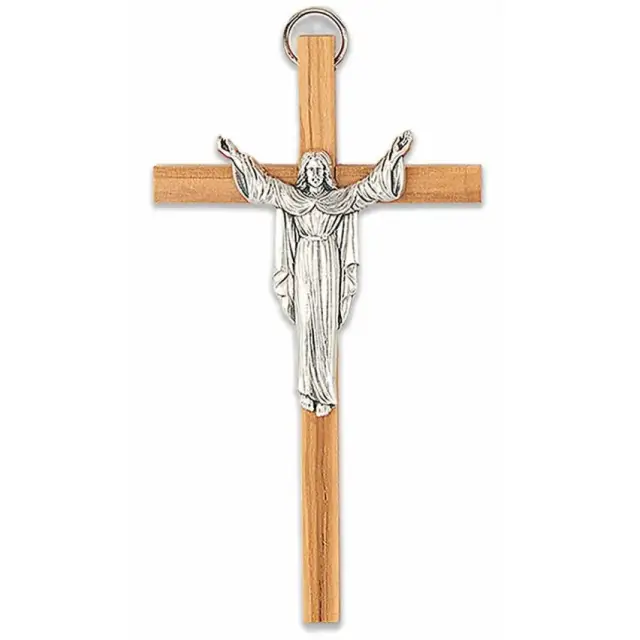 Croix Murale 13 X 7 cm Bois d'olivier Christ ressuscité