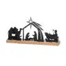 Black metal Advent candle holder with wooden base
