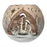 Tealight ceramics Nativity 12 Cm sepia
