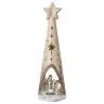 Ceramic Christmas tree with Nativity scene, 28 cm, sepia