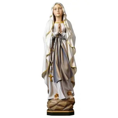 Houtsnijwerk beeld Onze Lieve Vrouw van Lourdes 18 cm gekleurd