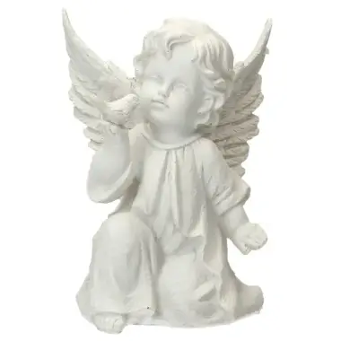 Ange avec oiseau Ht 17 cm