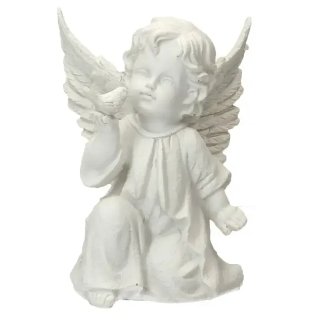 Ange avec oiseau Ht 17 cm