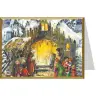 Carte de Noël double traditionnelle avec la crèche + enveloppe