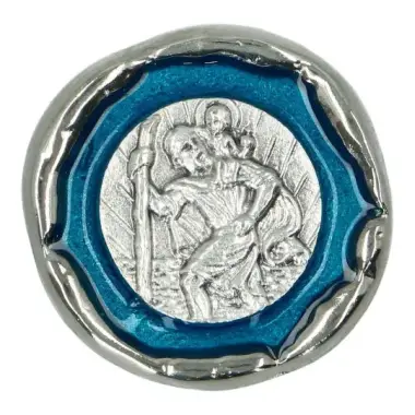 Méd. Aimantée - St Christophe - 33 mm - Email bleu