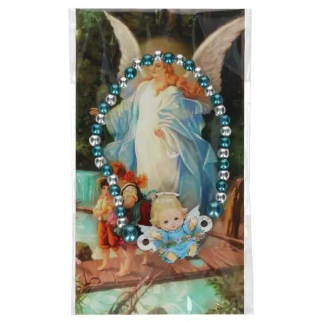 Bracelet sur élastique avec ange bleu