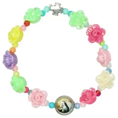 Bracelet s/élast. multicolore/enfants+méd Ste Rita