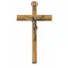 Croix Murale 13 X 7.5 cm Bois d'olivier Corps argenté