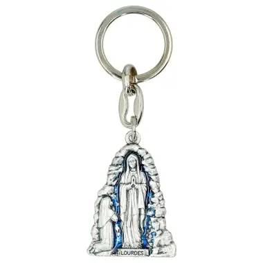 Porte-Clefs Grotte N.D. de Lourdes Email bleu