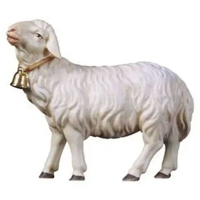Mouton avec cloche : crèche de Noël en bois Ulrich 15 cm