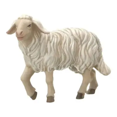 Houtsnijwerk Schaap/kop Omhoog voor kerstfiguren van 20 cm / Gekleurd