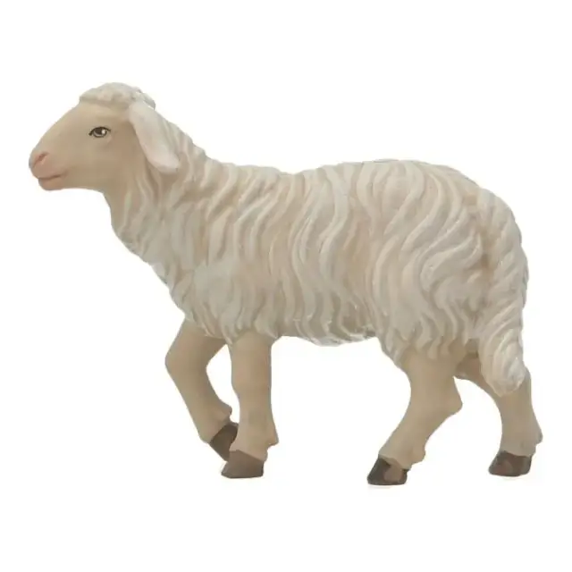 Houtsnijwerk Schaap/kop Omhoog voor kerstfiguren van 20 cm / Gekleurd
