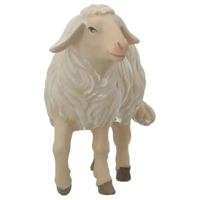 Houtsnijwerk Schaap/kop Omhoog voor kerstfiguren van 20 cm / Gekleurd