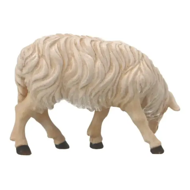 Houtsnijwerk Schaap/grazend/links voor kerstfiguren van 20 cm / Gekleurd