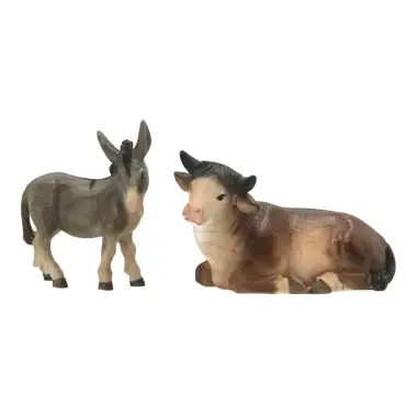Donkey + ox for nativity figurines of 12 cm Color