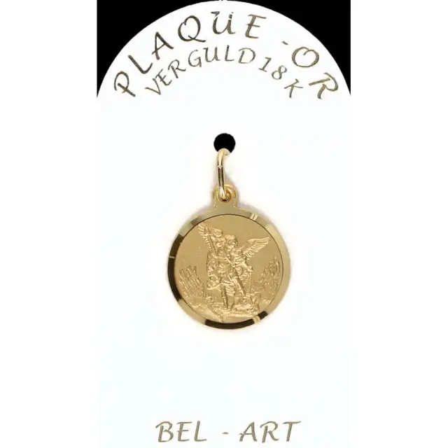 Gold plated medal St Michael 16 mm