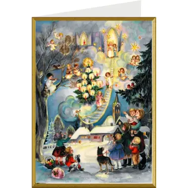 Dubbele traditionele kerstkaart met "Hemelpoort" + envelop