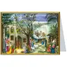 Carte de Noël double traditionnelle avec crèche de Noël + enveloppe