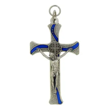 Cross St Benedict 8 x 4 cm Metal blue Email