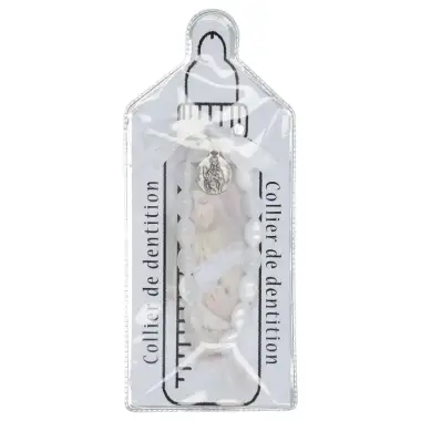 Collier de dentition/blanc+prière+méd. Ste Apolline