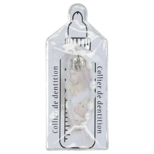 Collier de dentition/blanc+prière+méd. Ste Apolline