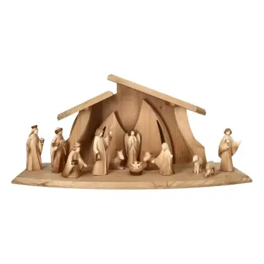 Crèche de Noël moderne en bois Aram - 10 cm