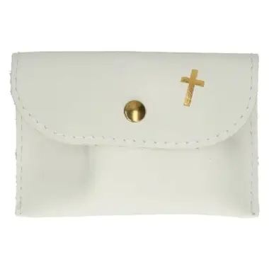 Etui Chapelet Cuir - 10 X 7 cm - Blanc