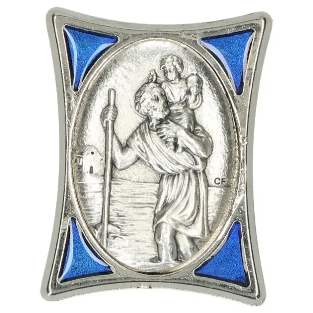 Méd. Aimantée St Christophe 30X40 mm Email bleu