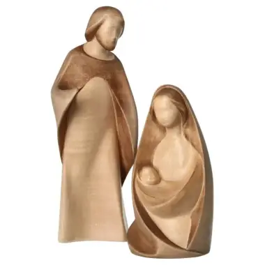 Sainte Famille de 23 cm en bois sculpté - Tons bois