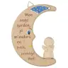 Moon Wood Sculpting With Angel 12 x 8 cm Natural Fr