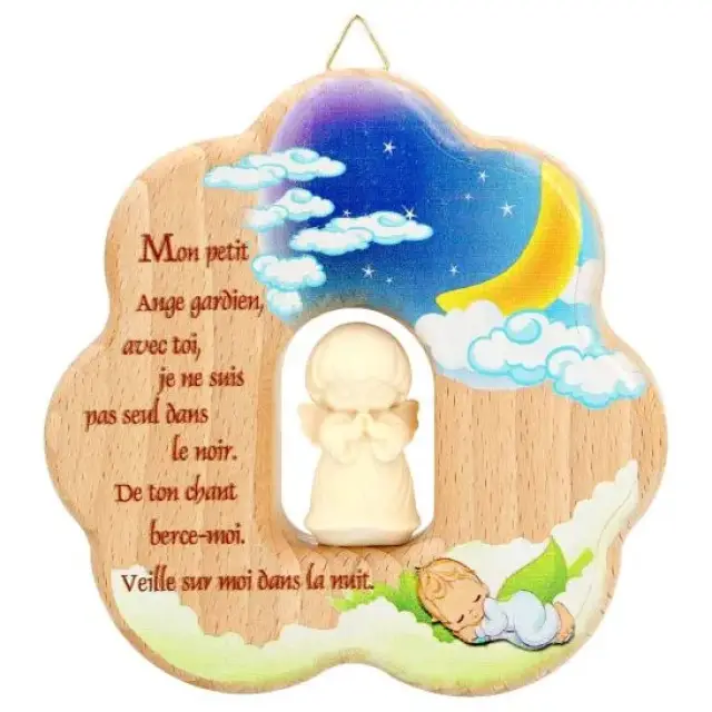 Cloud Sculpting With Wooden Angel 12cm Natural Fr