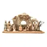 Crèche de Noël en bois Komet : coffret Tradition 9 personnages 12 cm avec étable