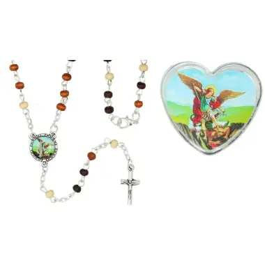 Mini rosary hematite St Michael