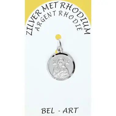 Rhodium Silver Medal Our Lady of Perpetual help. Dry. 14 mm
