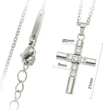Cross 21 mm with zircon and Chain stainless steel
