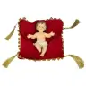 Enfant Jésus 15 x 10 cm + coussin rouge 18 x 18 cm