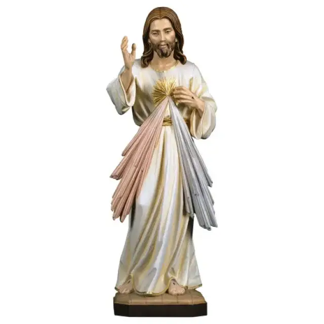 Houtsnijwerk beeld Barmhartige Christus 23 cm gekleurd