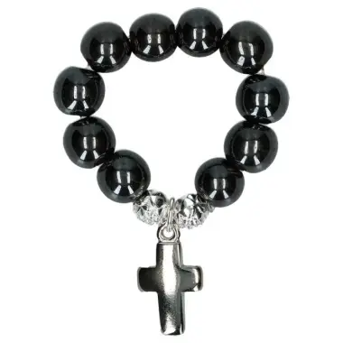 Dizainier sur élastique Hématite Croix