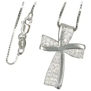 Silver cross 25 mm with chain