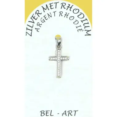 Croix Argent avec zircons - 15 X 10 mm